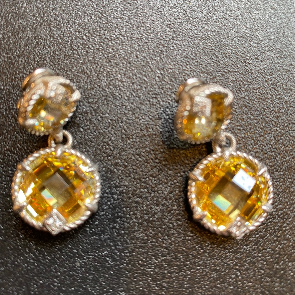 Earrings: Judith Ripka canary yellow faux clip.